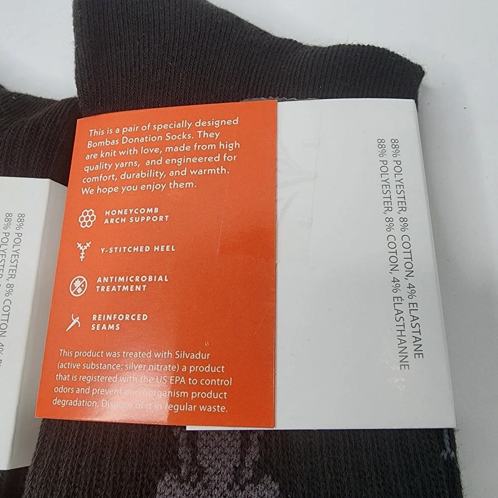 Bombas Sz M Calf Crew Socks 3 Pairs NEW Bee Better Men's 6 - 9 Women's 7-11 1/2